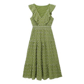 Elegant Laminated Decoration Embroidered Maxi Dress